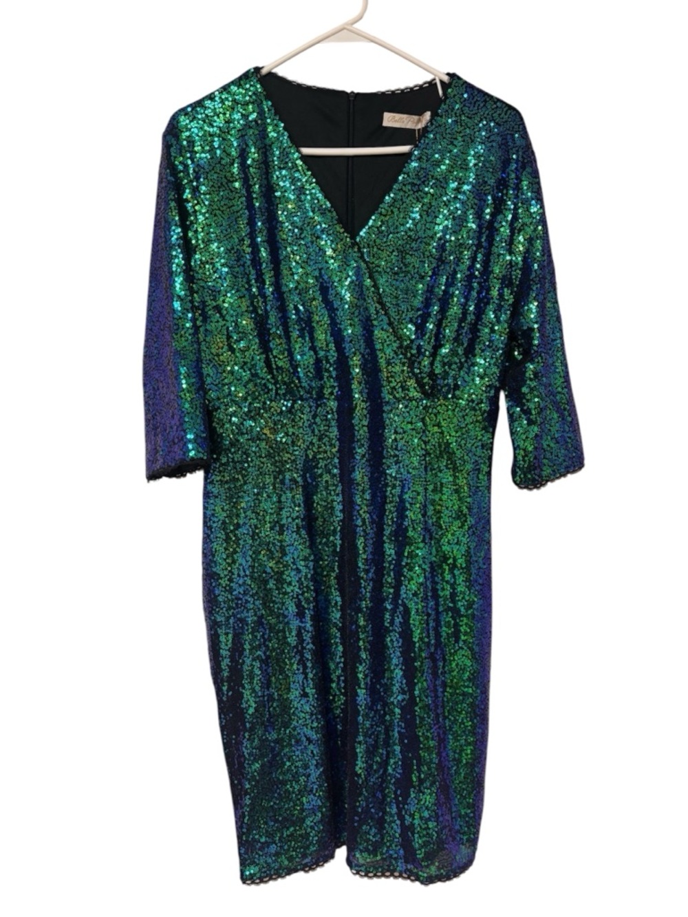 Belle Poque Green Blue Sequin Dress Party Cocktail Glam Statement XL